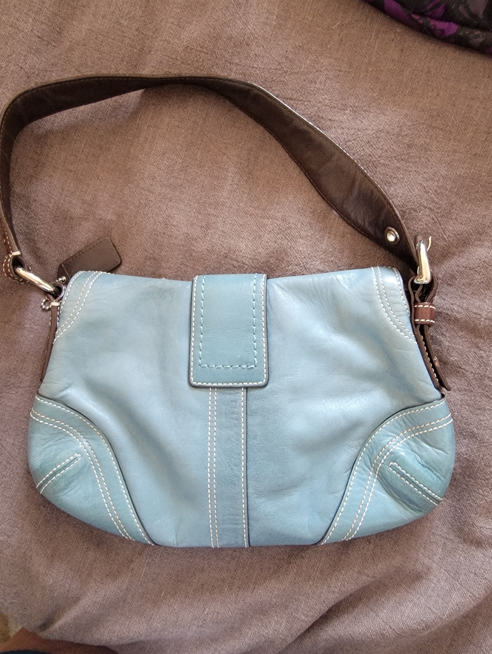 Coach Blue And Brown Shoulder Bag - Picture 2 of 5